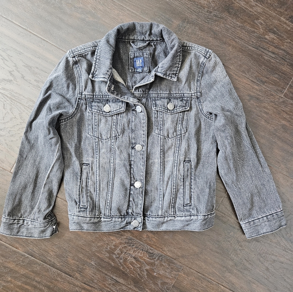 GAP Stone Wash Black Denim Jacket, Girls Size M